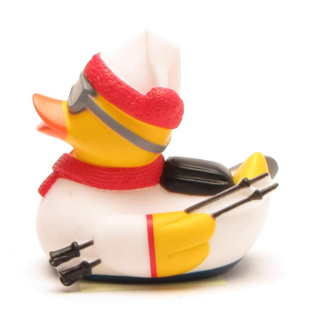 Rubber duck skier (white) - rubber duck