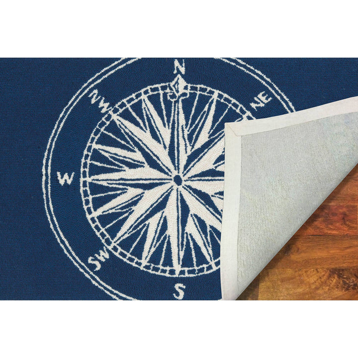 Frontporch Compass Indoor/Outdoor Rug: Navy / Polyester; Acrylic / 1'8" x 2'6"