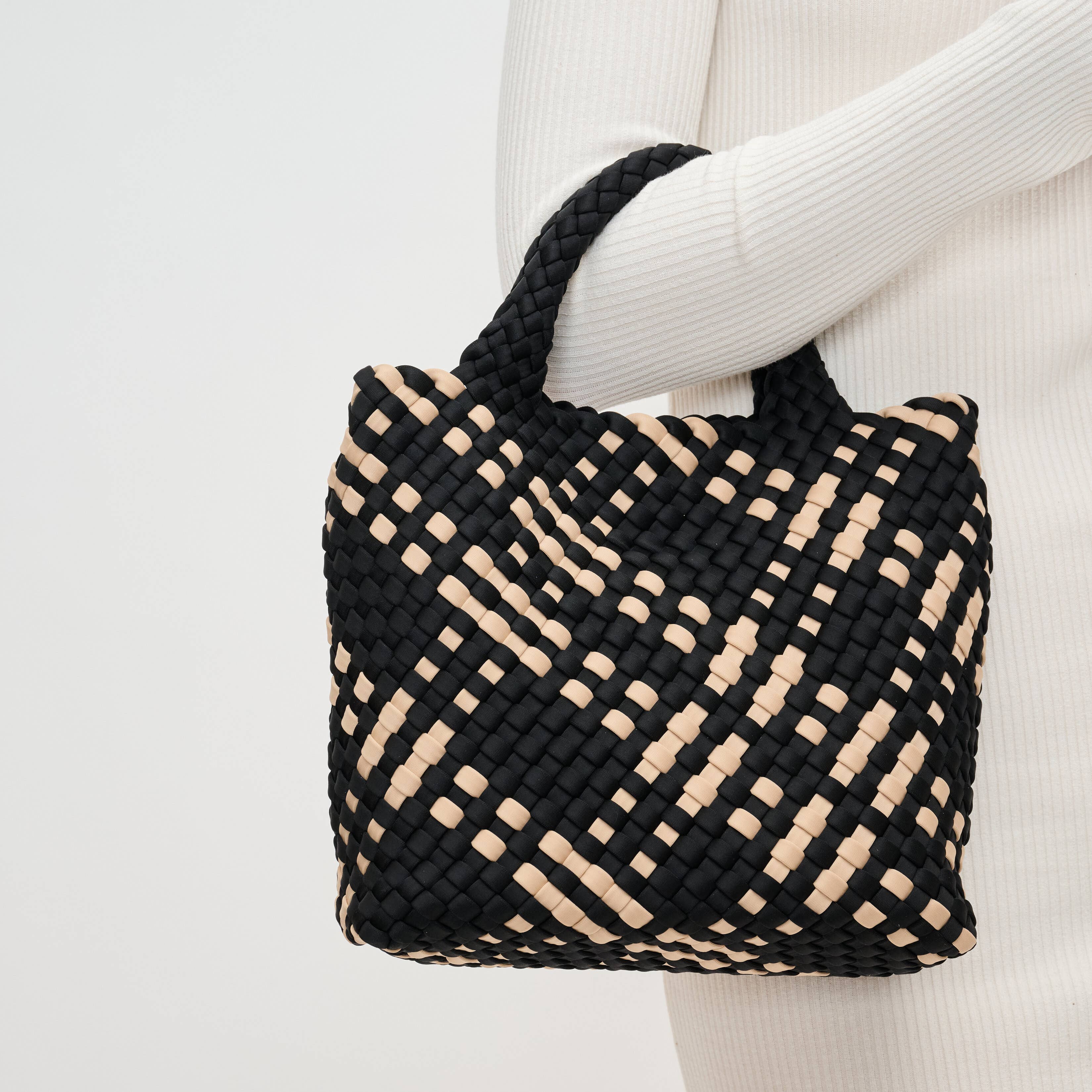Sky's The Limit - Small Woven Neoprene Crossbody: Sand Black