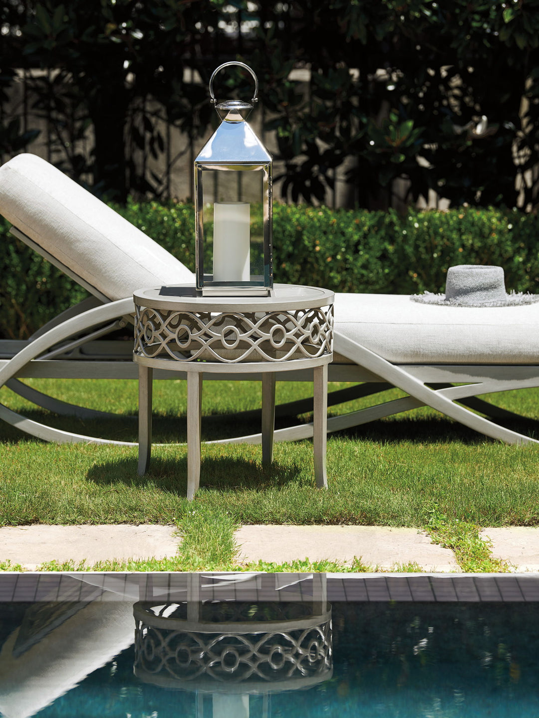 Silver Sands - Round End Table - Pearl Silver
