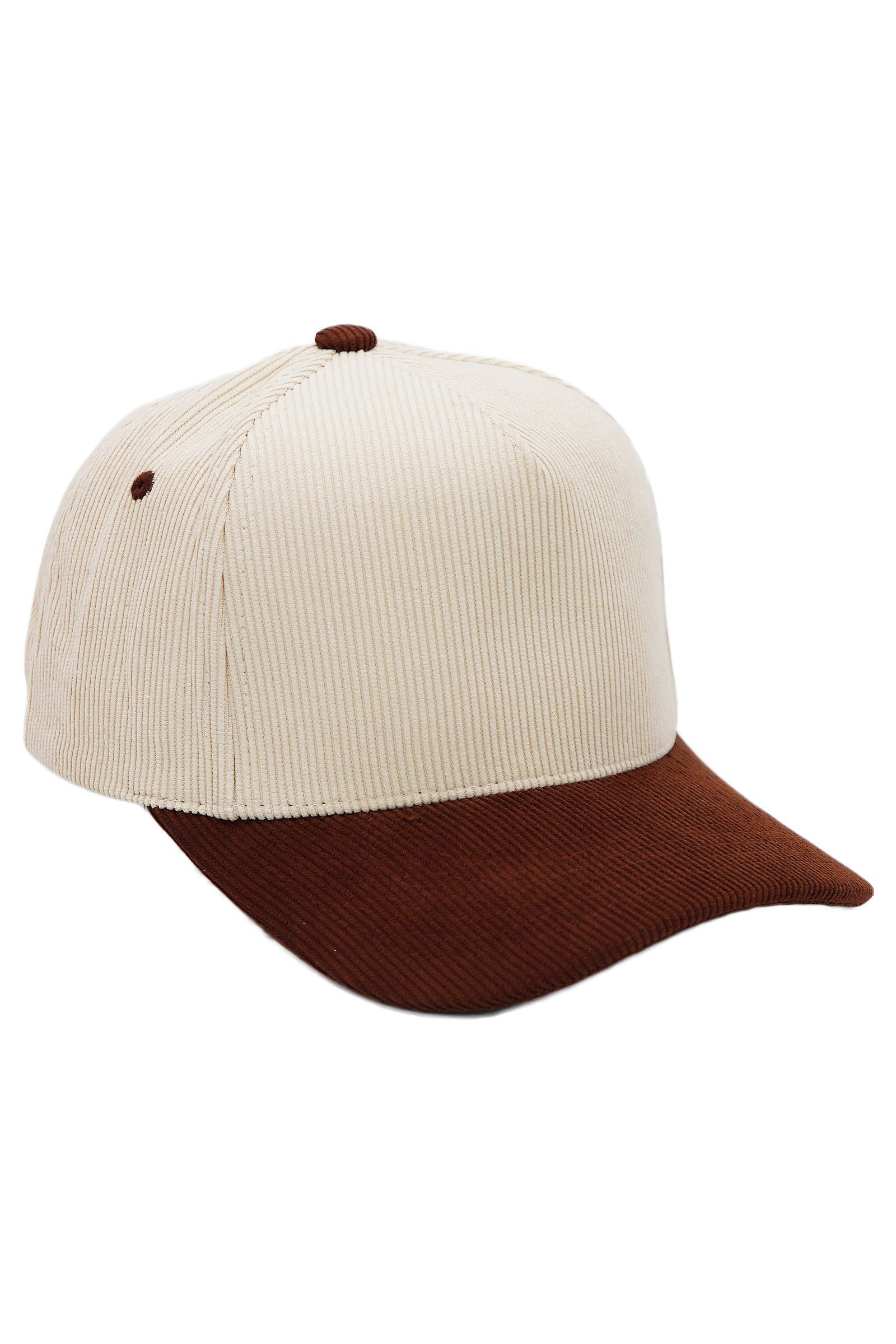Premium Corduroy Beige Upper Baseball Cap: BEIGE/NAVY BLUE / ONE SIZE