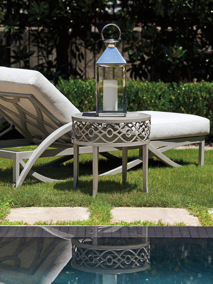 Silver Sands - Round End Table - Pearl Silver