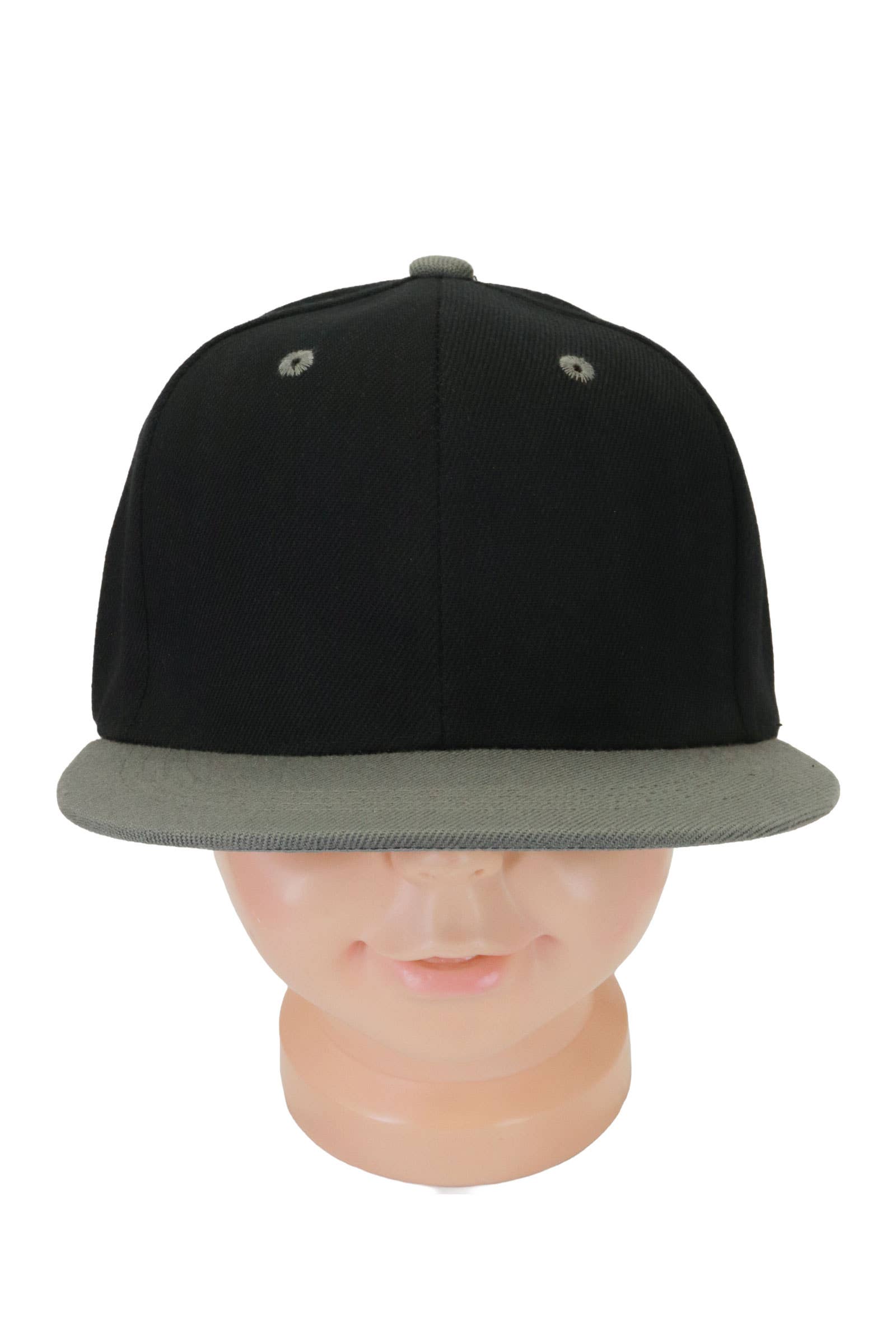 Kids Two Tone Blank Snapback Flat Brim Cap