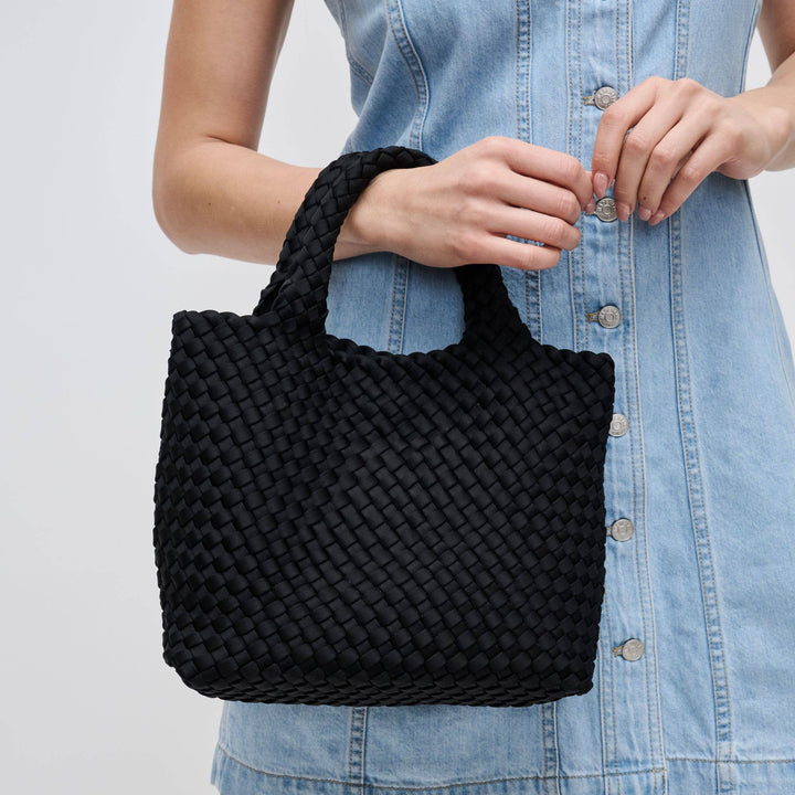 Sky's The Limit - Small Woven Neoprene Crossbody: Sand Black