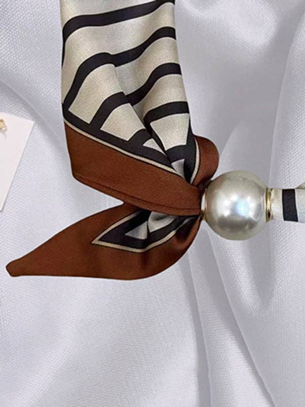 Printed Split-Joint Striped Shawl&Scarf: BROWN / One_size