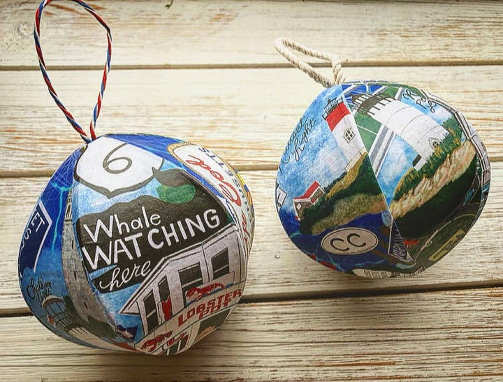 Hand-Drawn Cape Cod Handmade Mini-Globe- Custom Town Sign