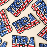 USA American Flag Embroidered Heat Press Style Patch
