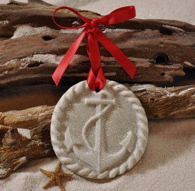 Anchor Sand Ornament: Ribbon and Glitter