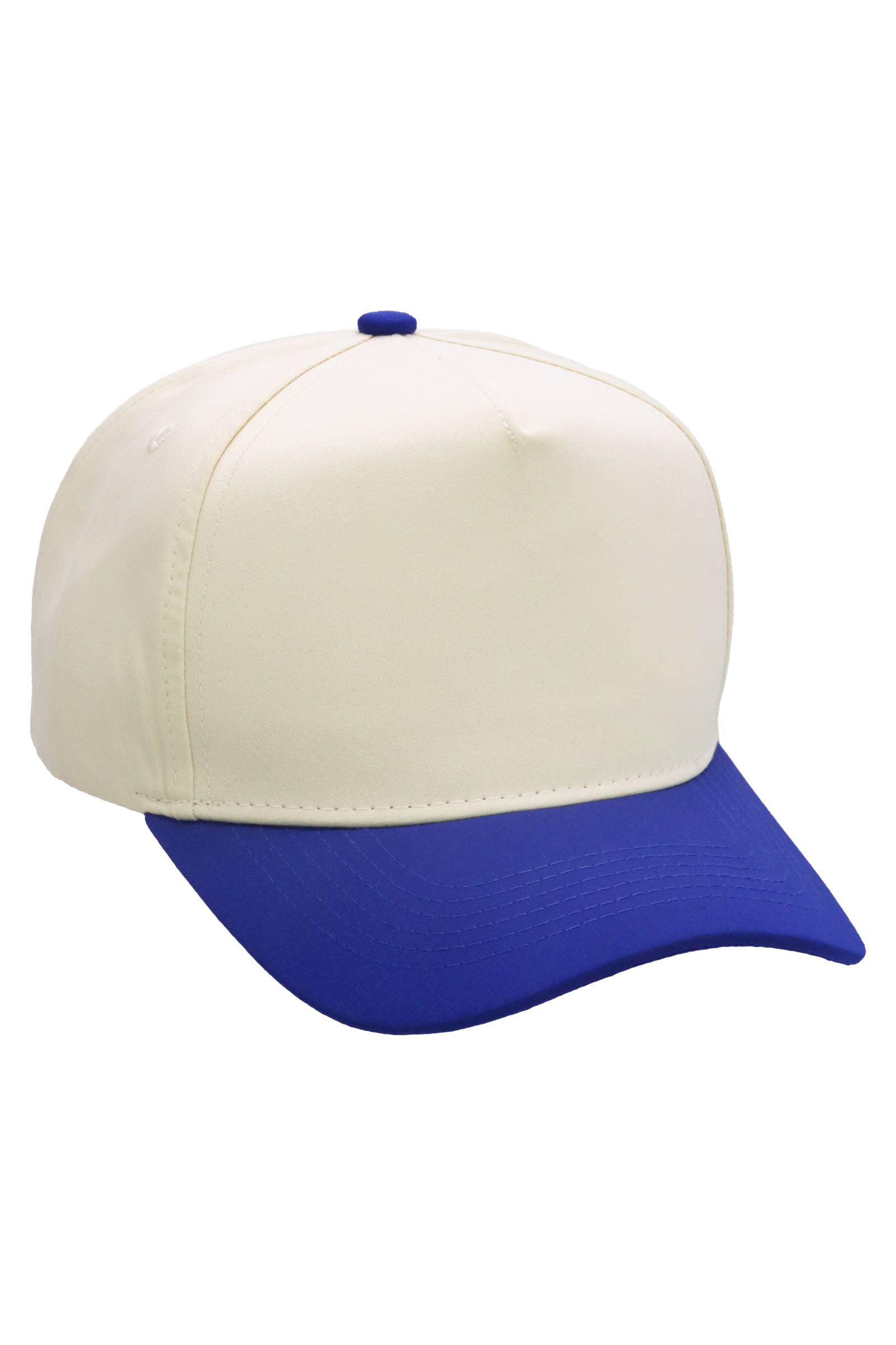Two Tone Beige Upper Five Panel Baseball Cap: Beige/Black / One Size