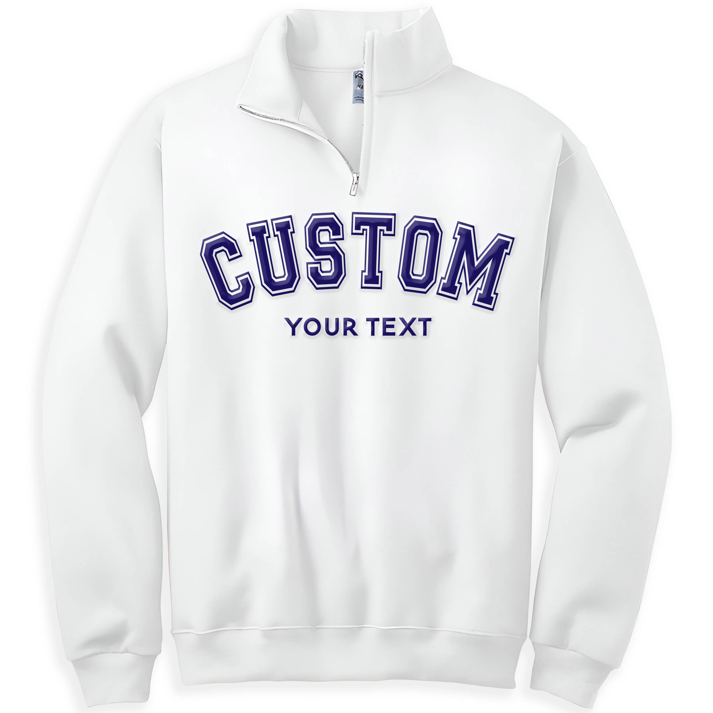 CUSTOM Unisex Puff Print Quarter Zip Sweatshirt: Black / XL