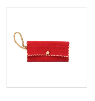 ChiChi Straw Clutch Wristlet Bag: Red