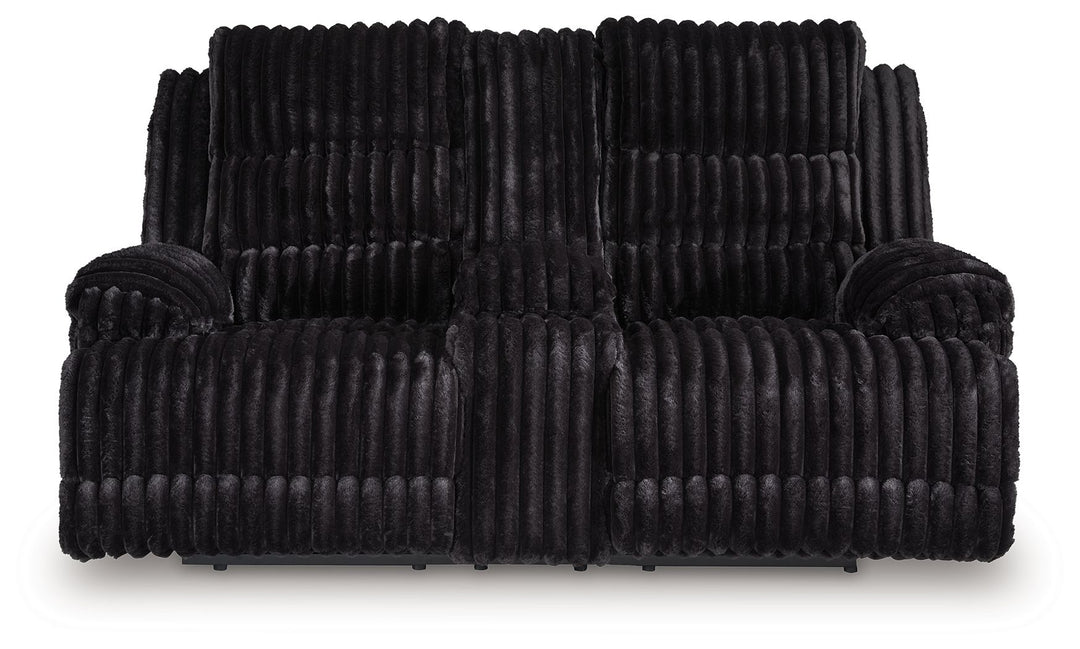 Rhine Falls - Onyx - Double Reclining Power Loveseat With Console