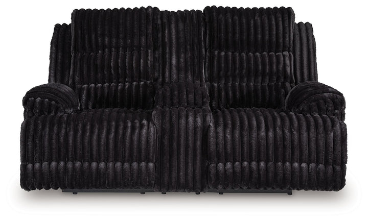 Rhine Falls - Onyx - Double Reclining Power Loveseat With Console