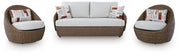 Double Point - Loveseat, Swivel Chairs Set (Set of 3) - Beige