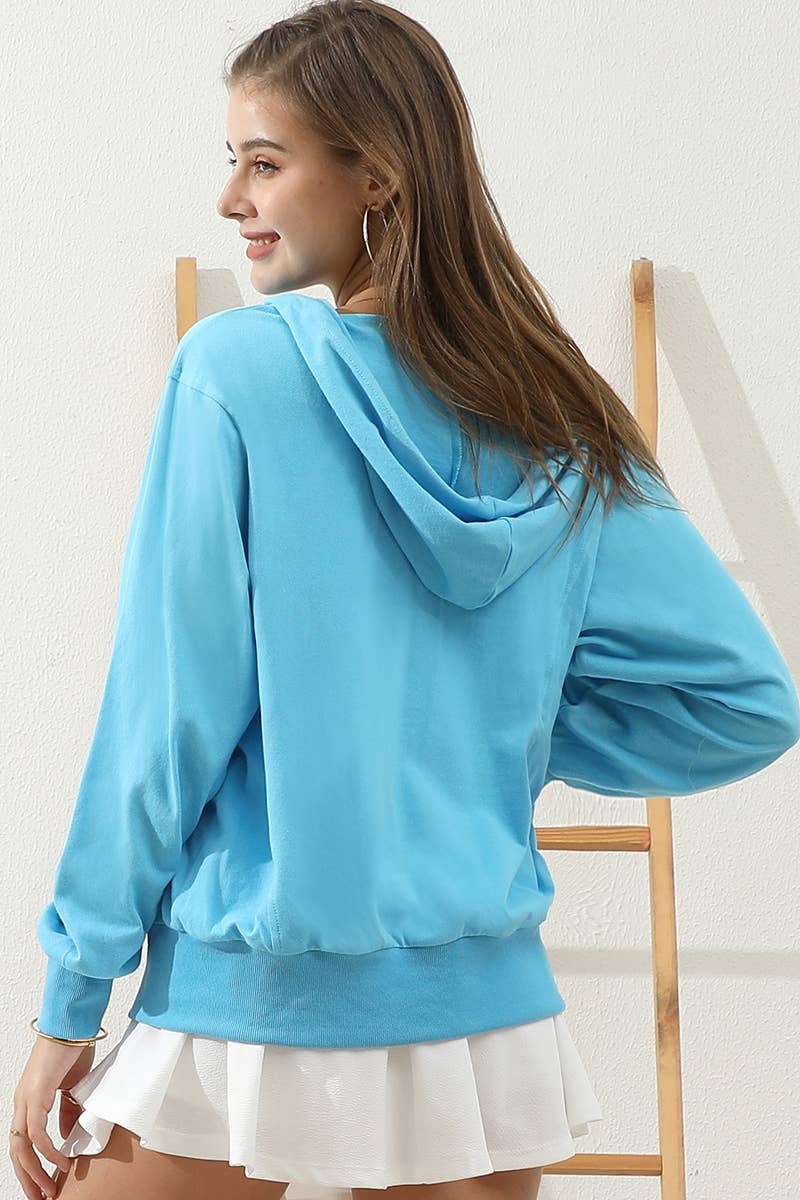 CWTTL1451_Basic Lightweight Pullover Hoodie Sweatshirt: AQUA / (M) 1