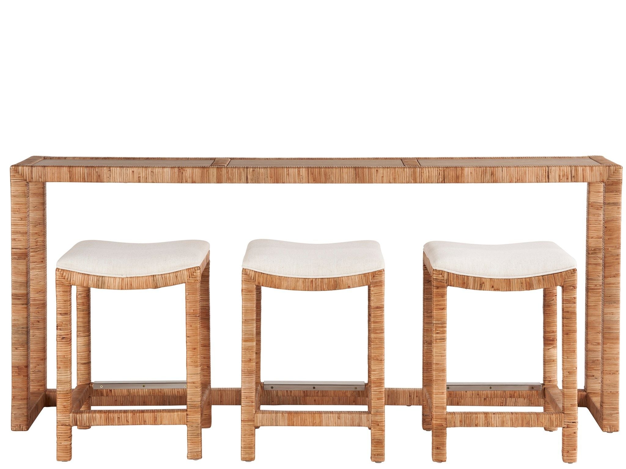 Weekender Coastal Living Home / Sandbar - Console With 3 Stools - Light Brown