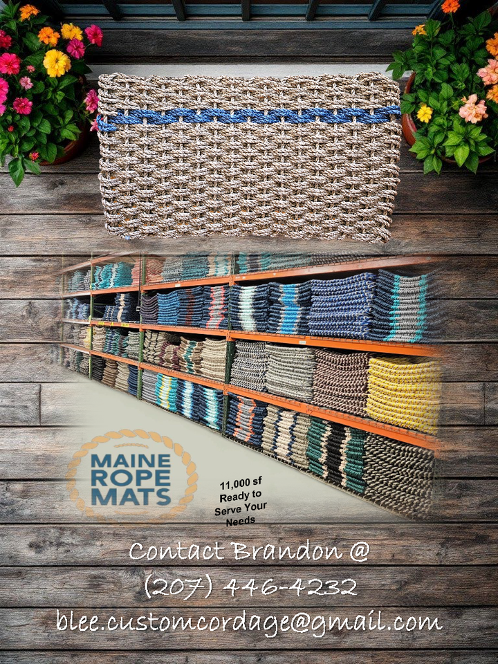 968 The "Original" Handcrafted Woven Maine Lobster Rope Commemorative Flag: Small 18" x 30" / Thin Blue Line #887