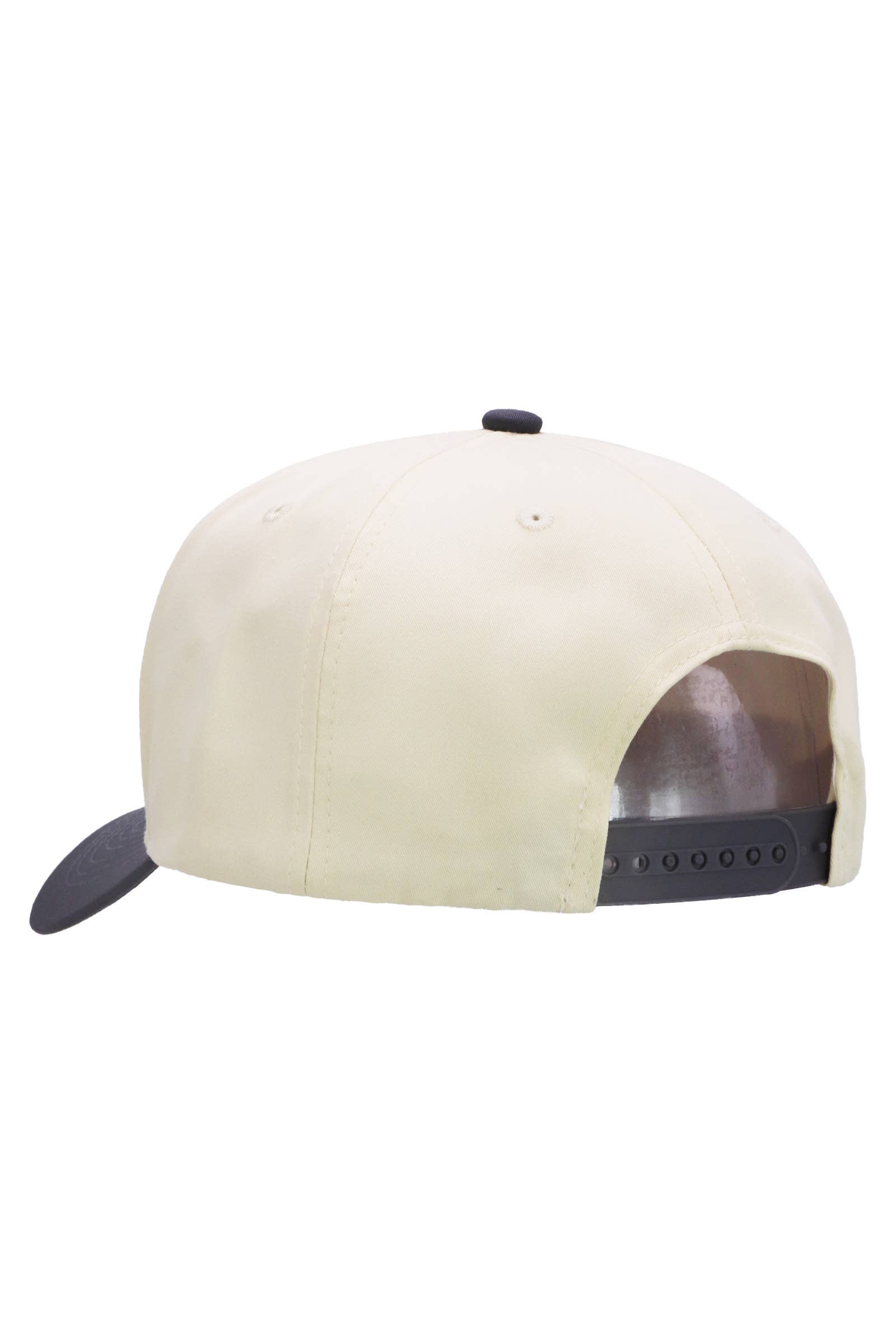 Two Tone Beige Upper Five Panel Baseball Cap: Beige/Black / One Size