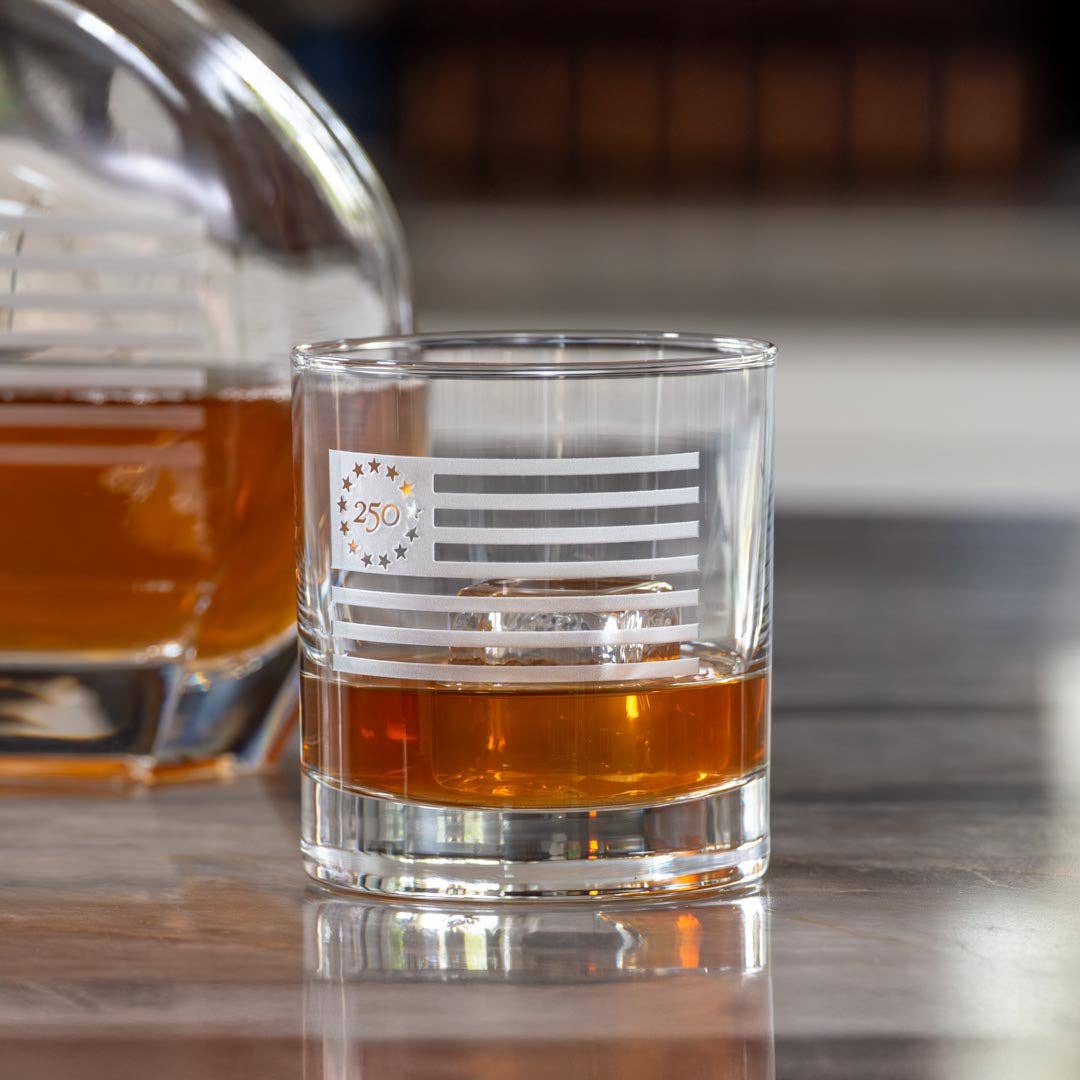 America250™ Betsy Ross Flag 10oz On the Rocks Whiskey Glass | Set of 12