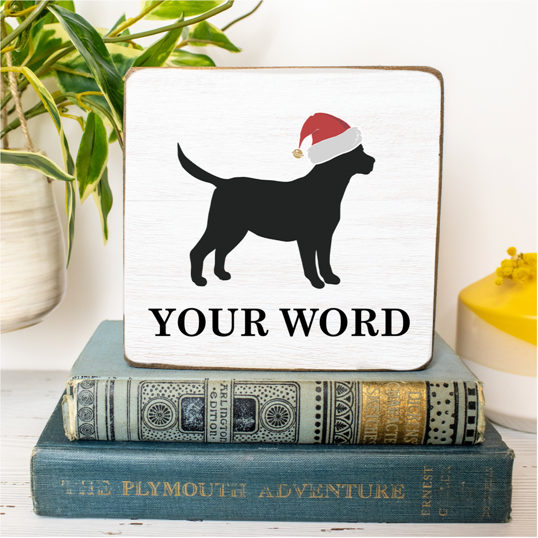 Personalized Santa Dog Decorative Wooden Block