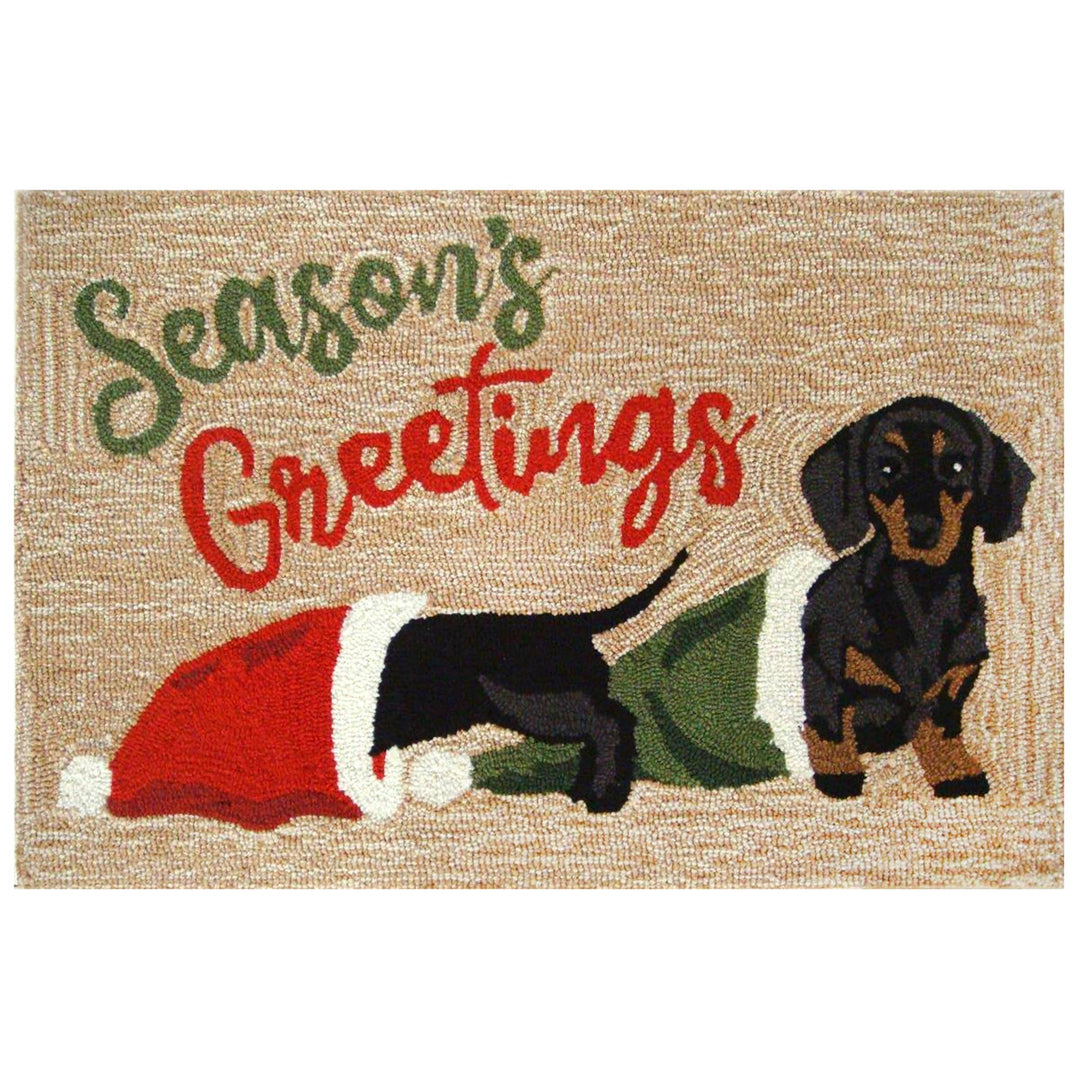 Frontporch Dachsund Greeting Indoor/Outdoor Rug: Neutral / Polyester; Acrylic / 1'8" x 2'6"