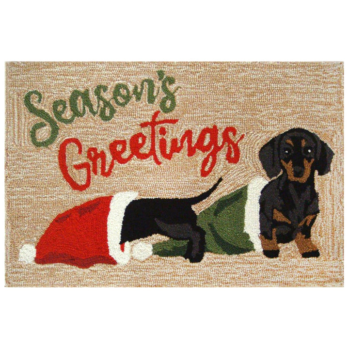 Frontporch Dachsund Greeting Indoor/Outdoor Rug: Neutral / Polyester; Acrylic / 1'8" x 2'6"