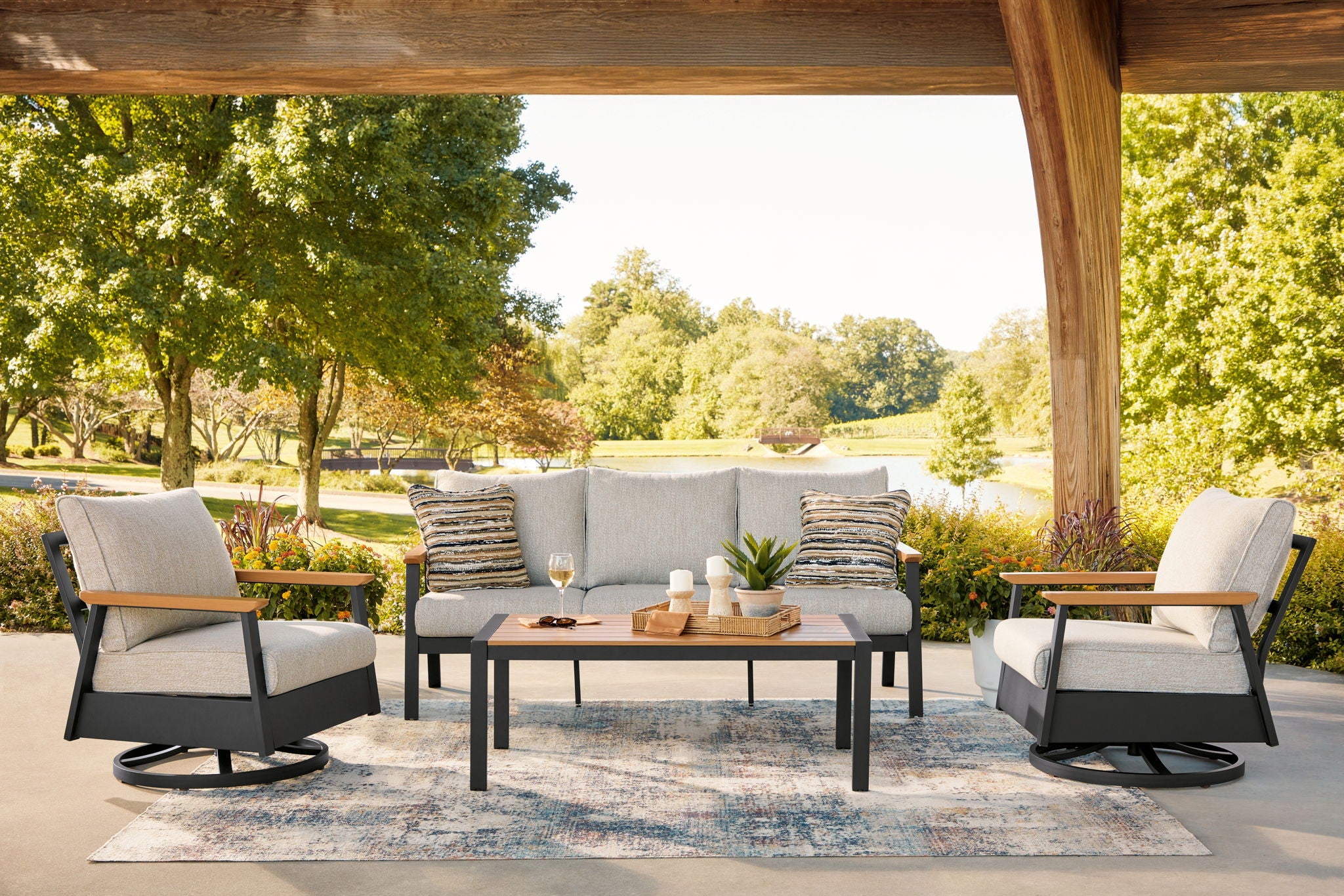 Carmel Highlands - Sofa, Chairs, Table Set (Set of 4) - Dark Brown