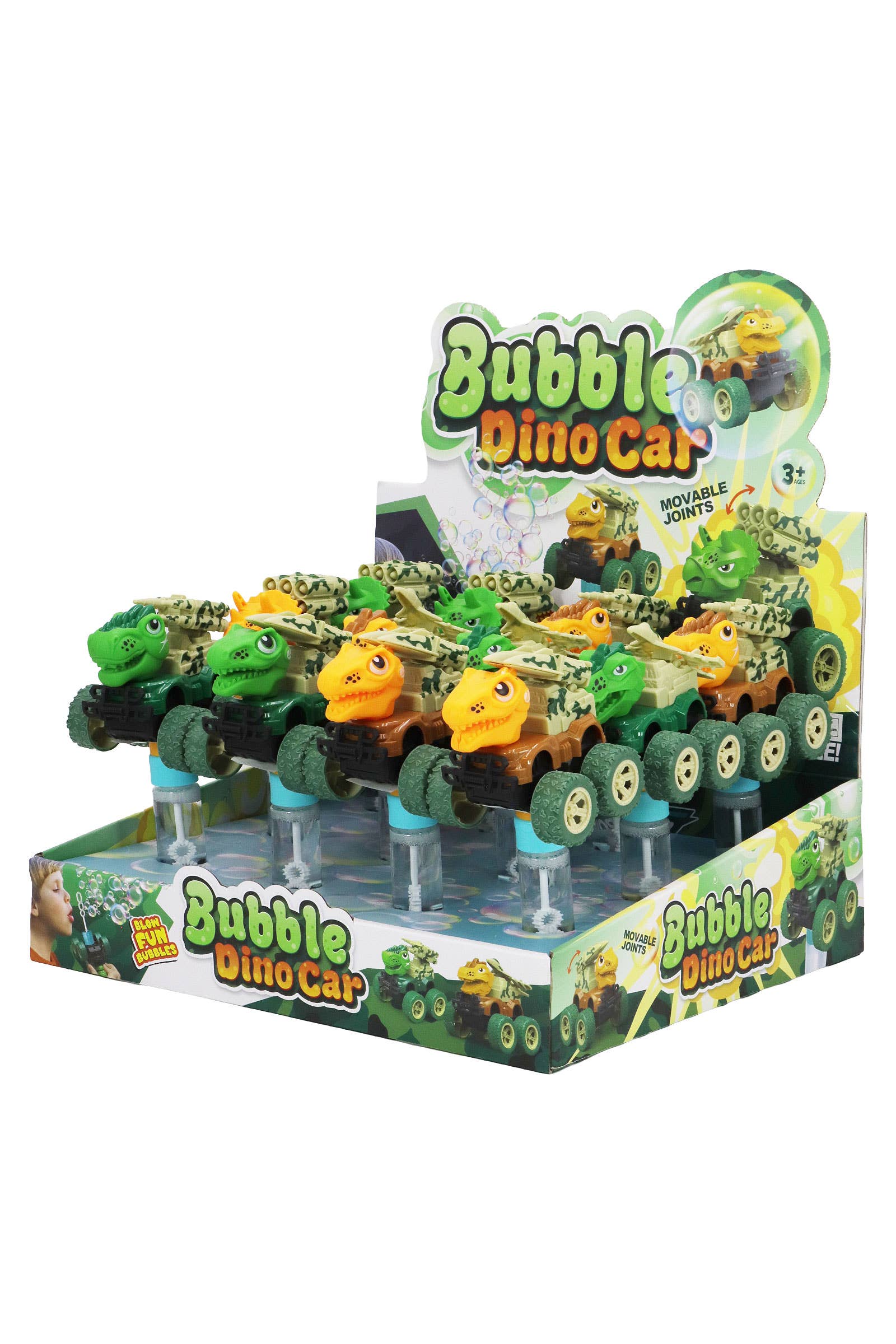 Dinosaur Wind-up Car 3 Hole Bubble Stick Wand