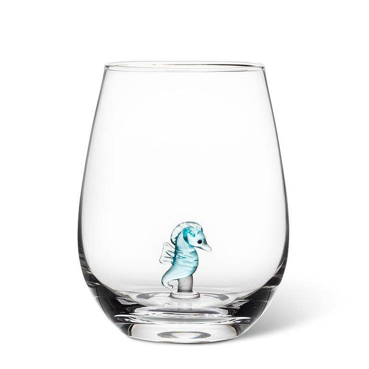 Seahorse Icon Stemless Wine Glass-4.5"H(20oz)