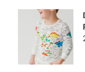 Dinosaur Coloring Pajamas 2 piece set made from Bamboo: 7-8 Years
