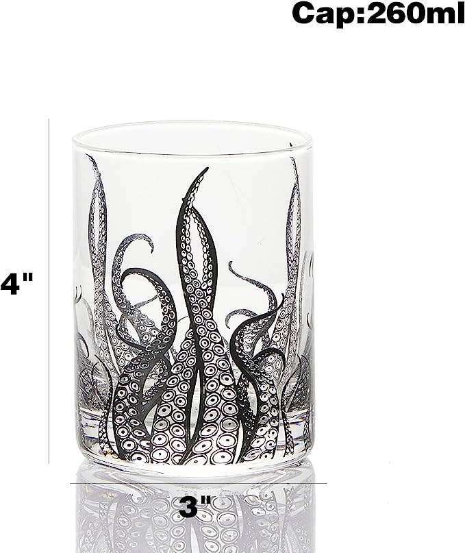 Octopus Tentacle Whiskey Glassware, Set of 2 | 9 OZ Handmade