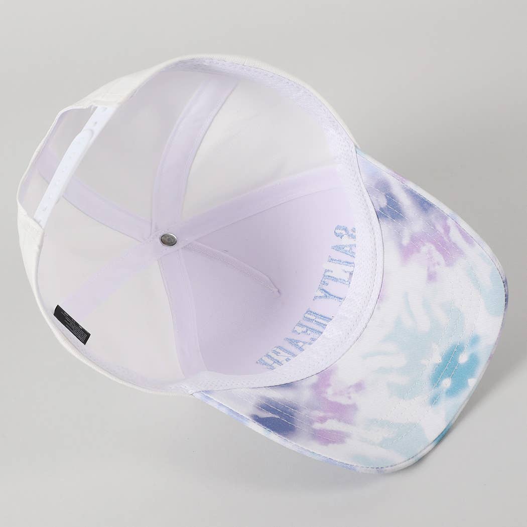 SALTY BEACH Embroidery Tie Dye Pattern Trucker Hat