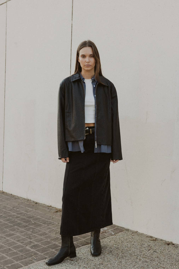 The Annalise Top | Pinstripe Button-Down Top: BLUE/WHITE / MEDIUM
