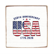 USA 250th Anniversary Block Sign | Patriotic Wooden Decor