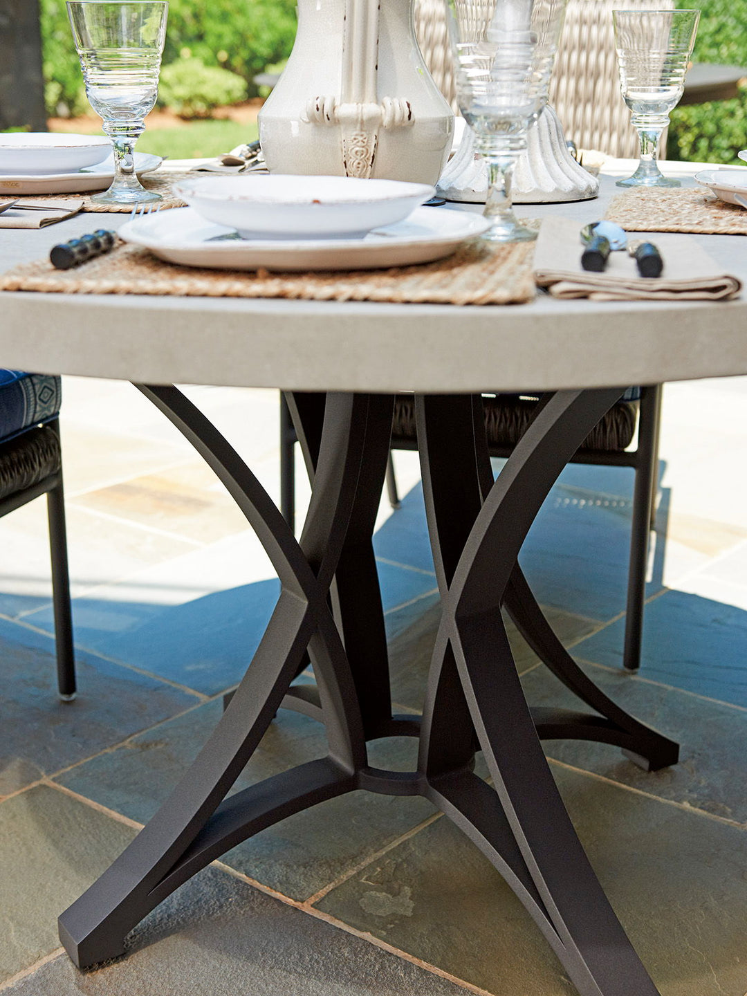 Cypress Point Ocean Terrace - Wicker Dining Table With Weatherstone Top - Dark Brown