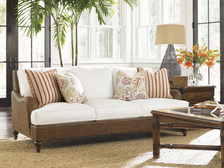 Bali Hai - Harborside Sofa - Dark Brown / White
