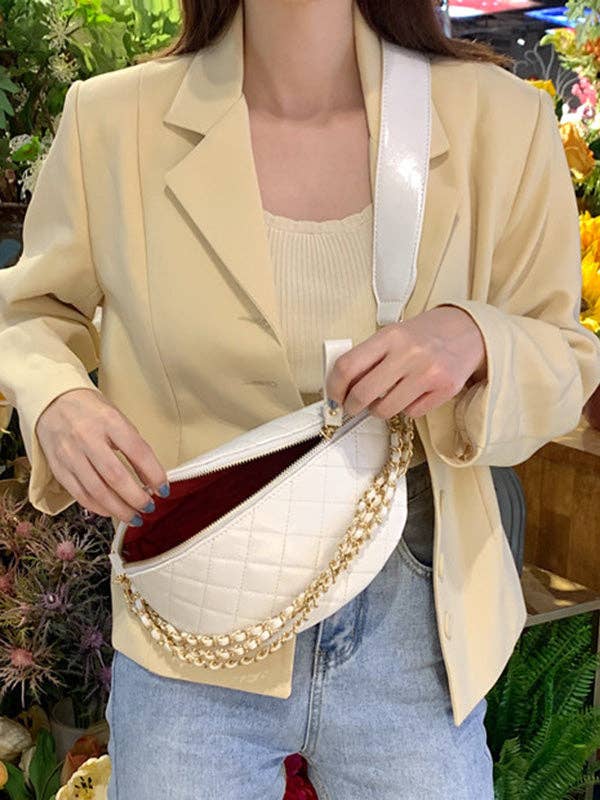 Cool Chic Chains Zipper Sling Bag: BLACK / FREE SIZE