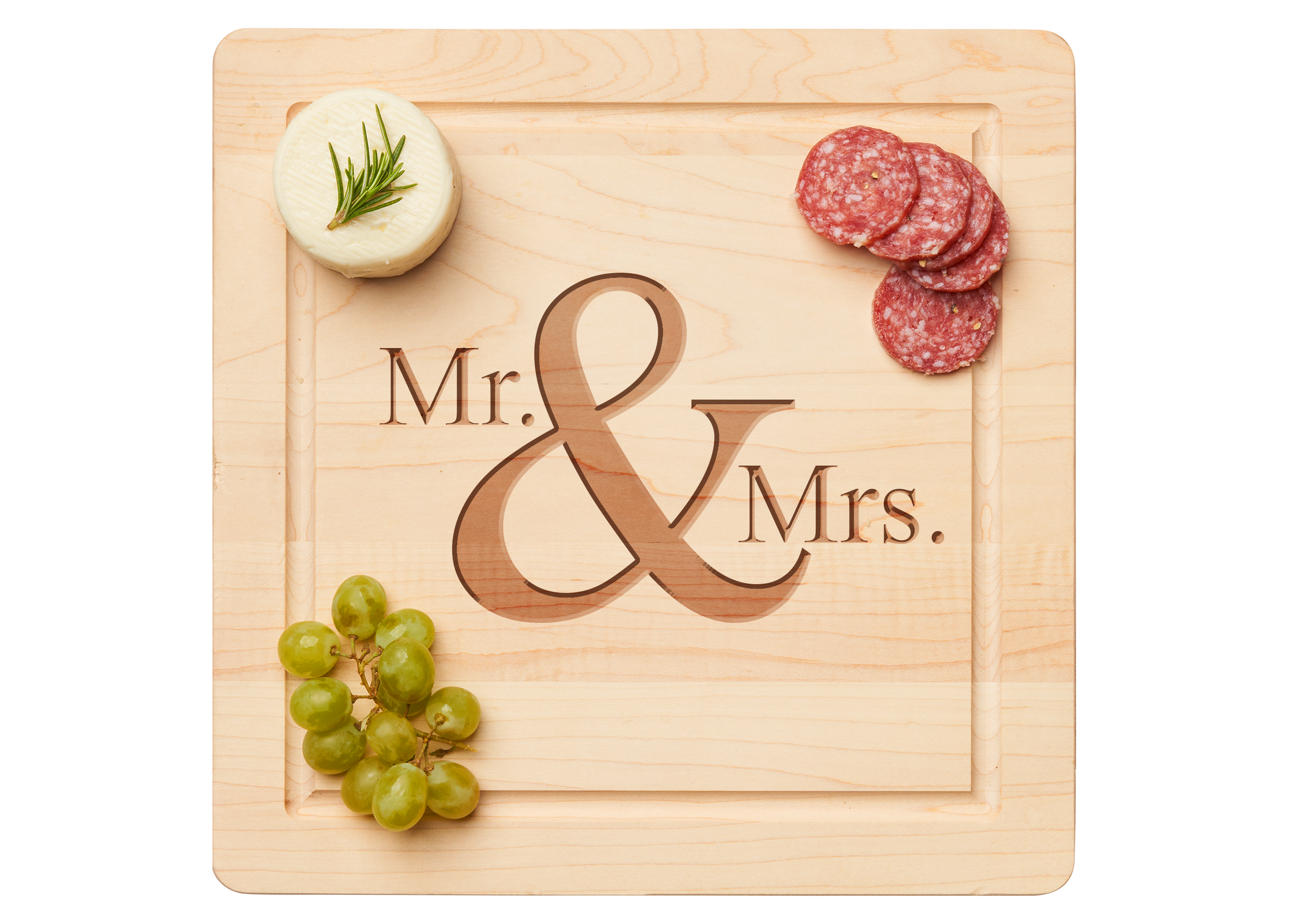Maple Wood Cutting & Cheeseboard Square | Mr & Mrs| 12 x 12