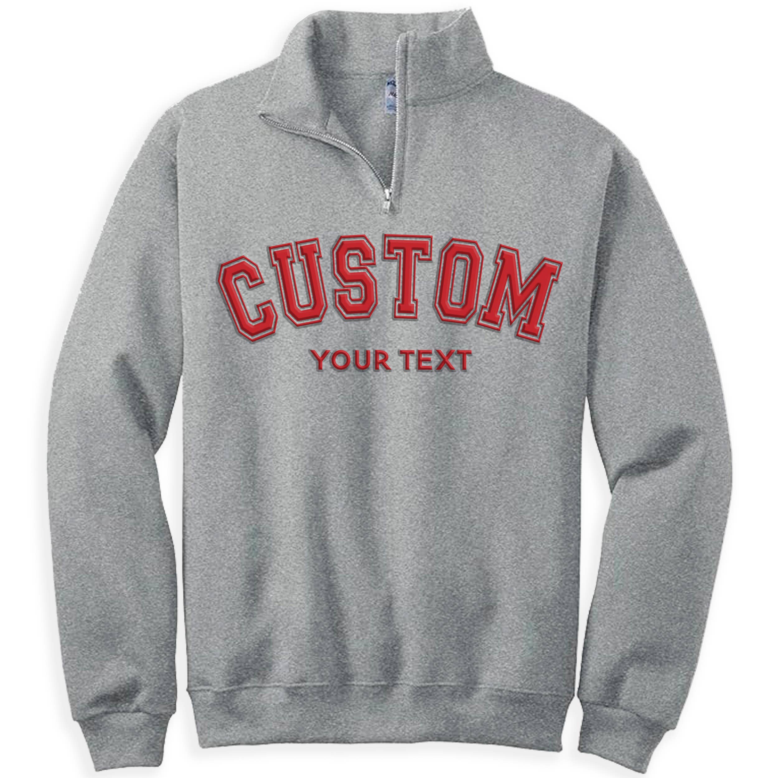 CUSTOM Unisex Puff Print Quarter Zip Sweatshirt: Black / XL