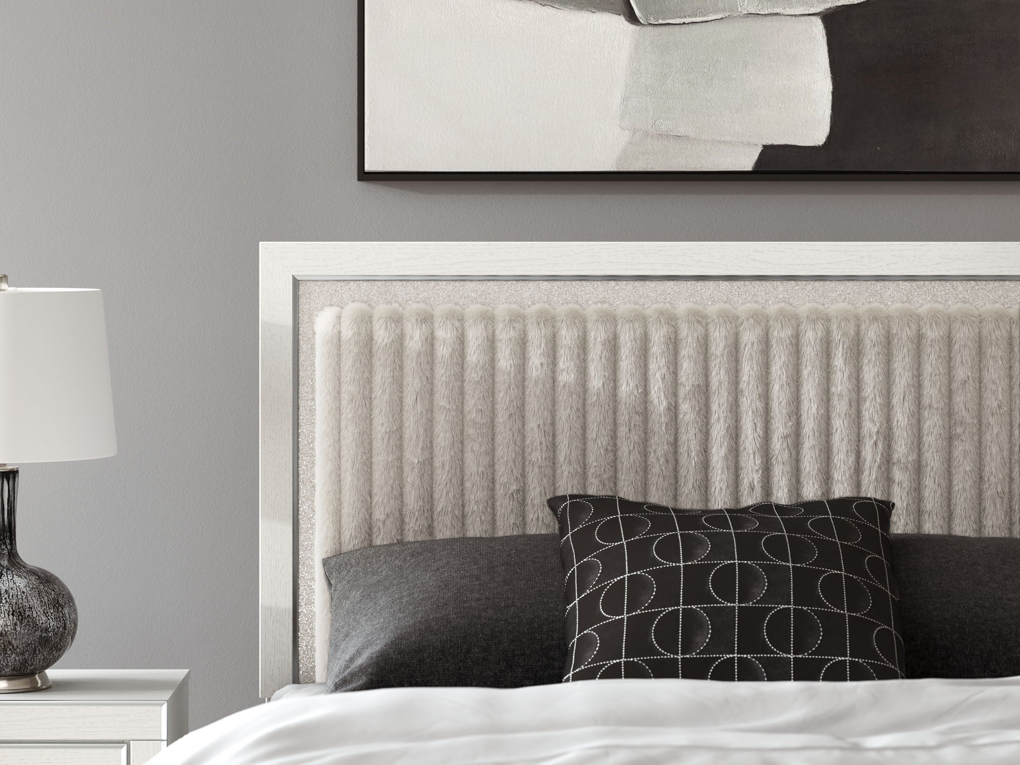 Zuraleus - Upholstered Panel Platform Bed With Roll Slats