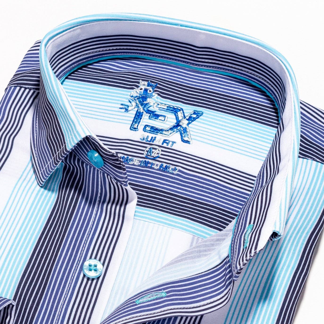 Arctic Ice FROG Striped Button Down Shirt: MULTI / 2XL