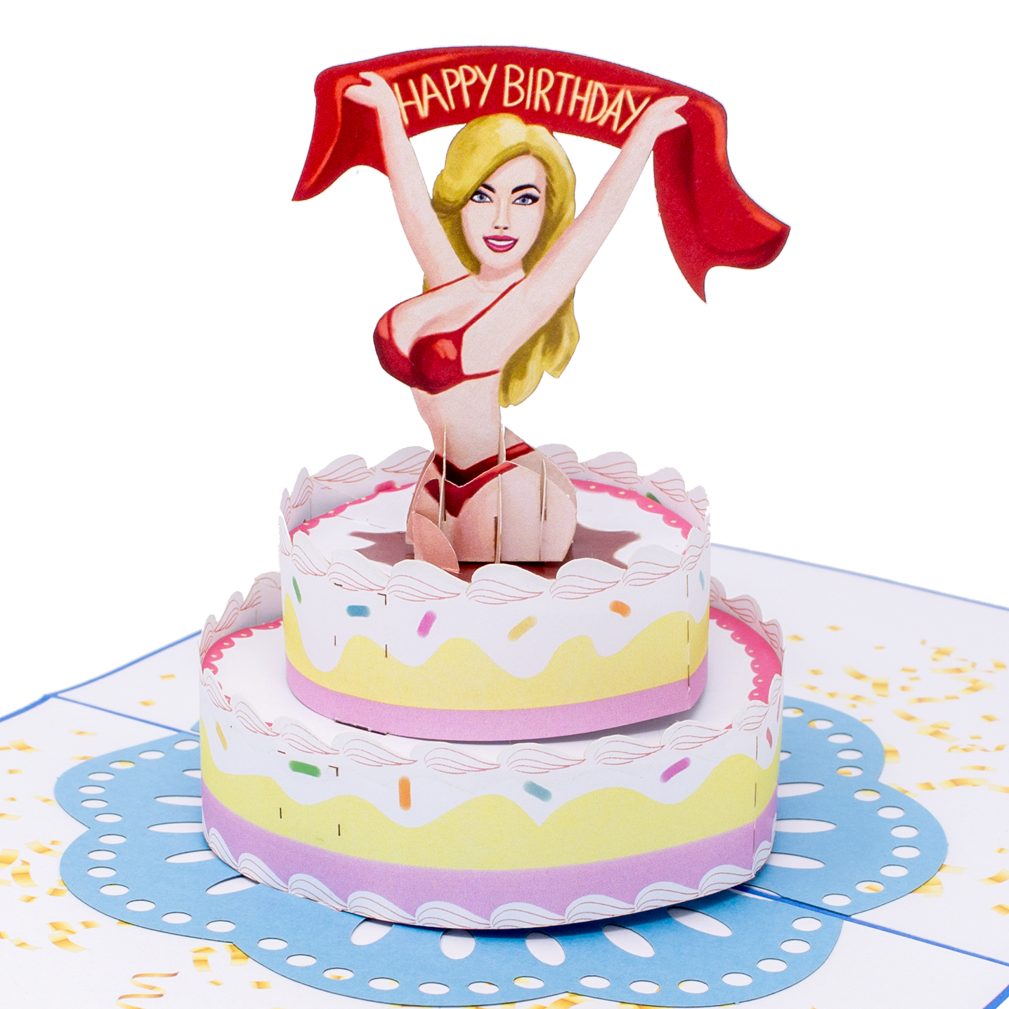 Surprise Stripper Birthday Cake Inappropriate 3D Greeting