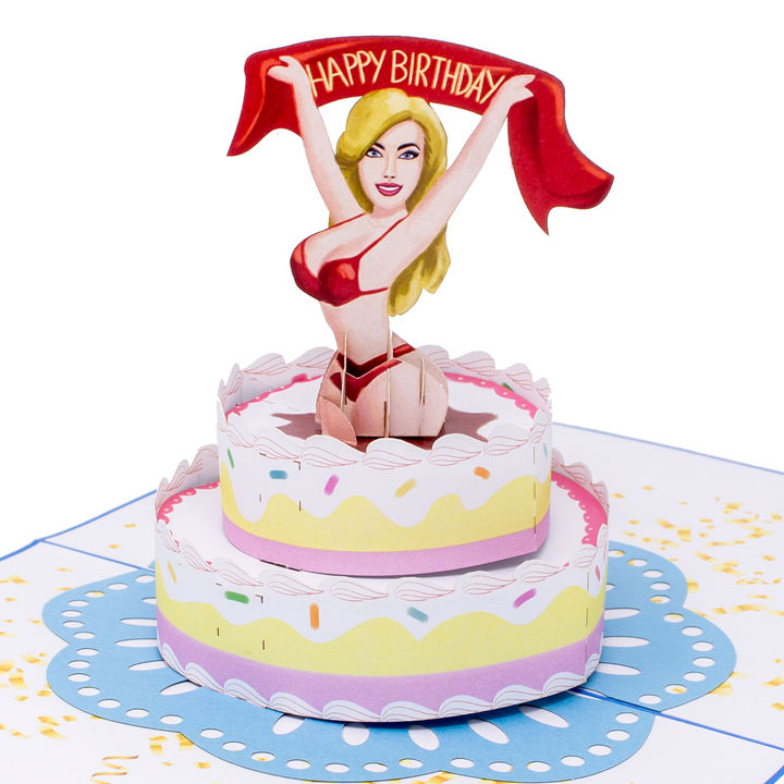 Surprise Stripper Birthday Cake Inappropriate 3D Greeting