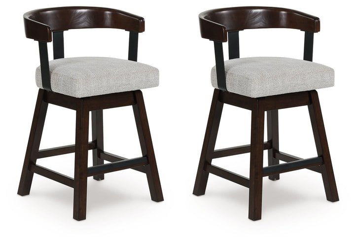 Haddigan - Dark Brown - Upholstered Swivel Barstool (Set of 2)