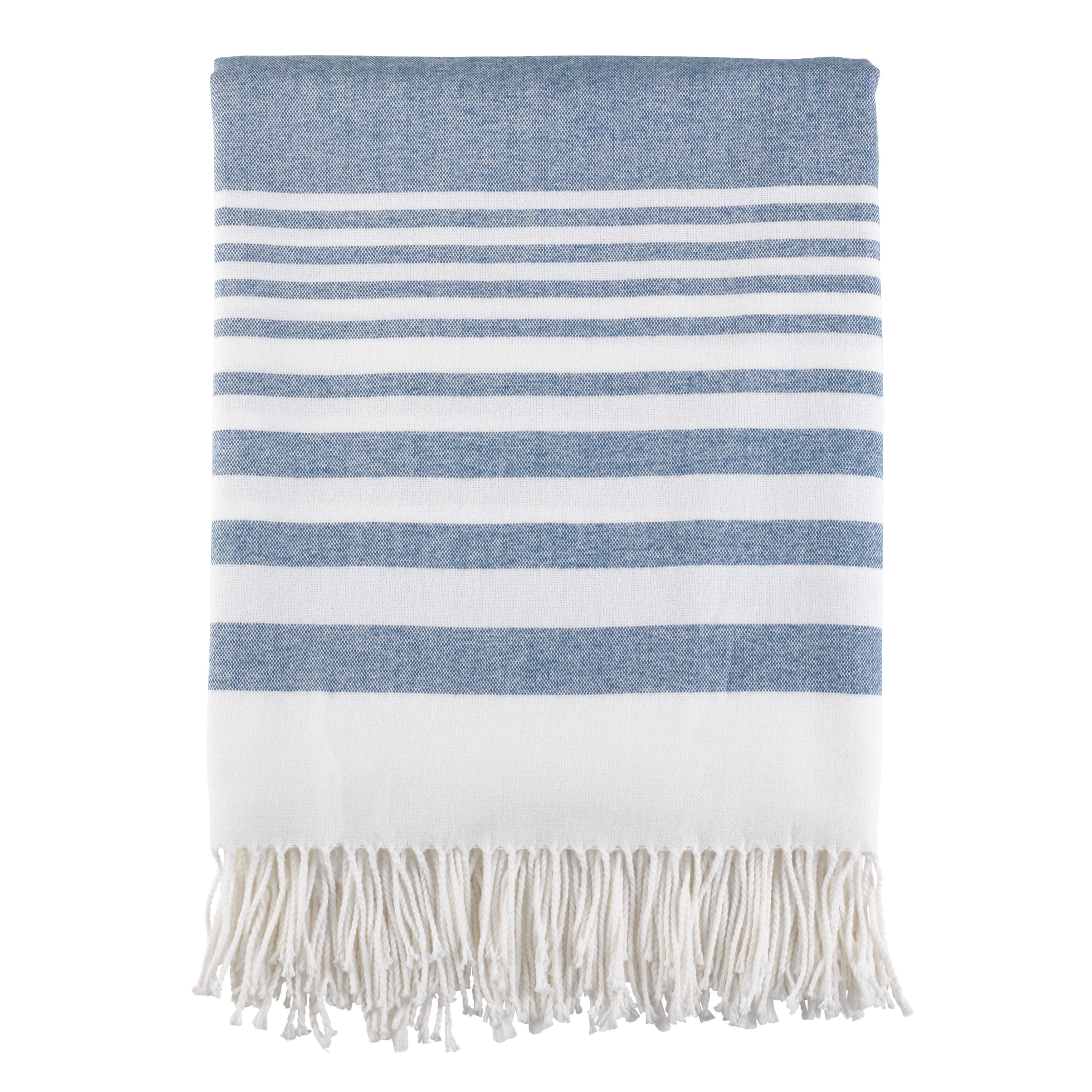 Striped Throw: 50"x60" / Navy Blue