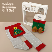 Xmas/Ginger 2-Pc Boogie Toes & Tight Baby Gift Set Up to 18M: 6-12 Months