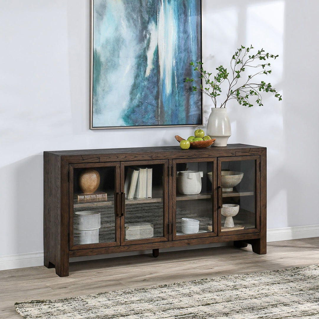 Troy - Reclaimed Oak 4 Door Buffet - Suede Brown