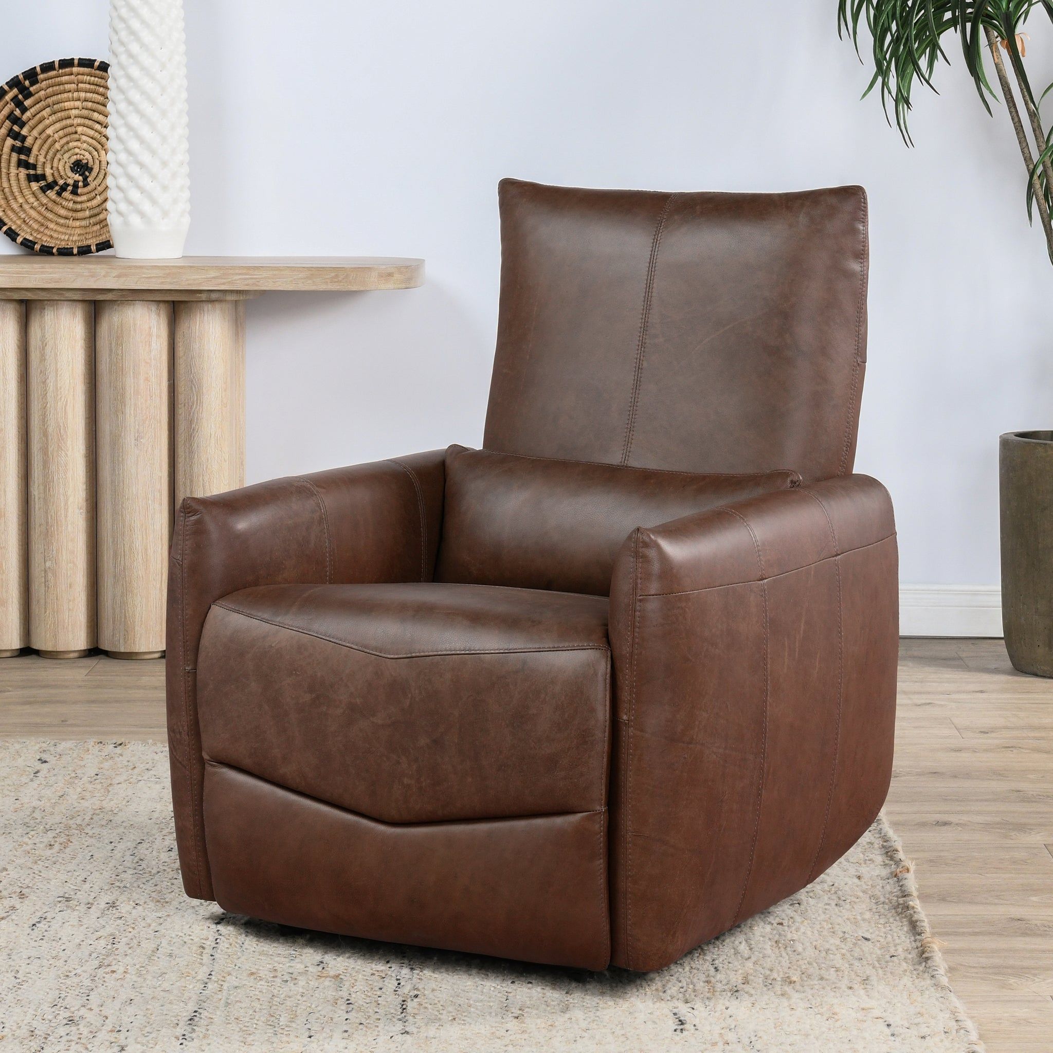 Thaya - Leather Power Recliner - Antique Brown