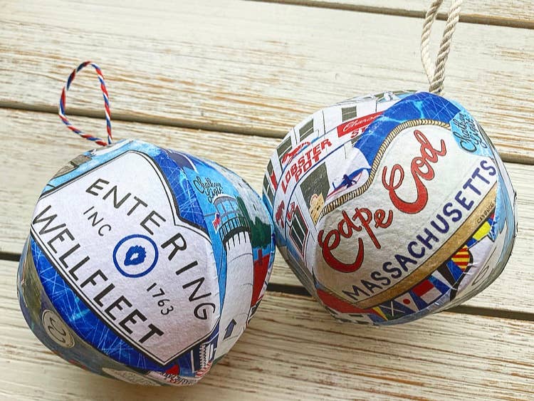 Hand-Drawn Cape Cod Handmade Mini-Globe- Custom Town Sign