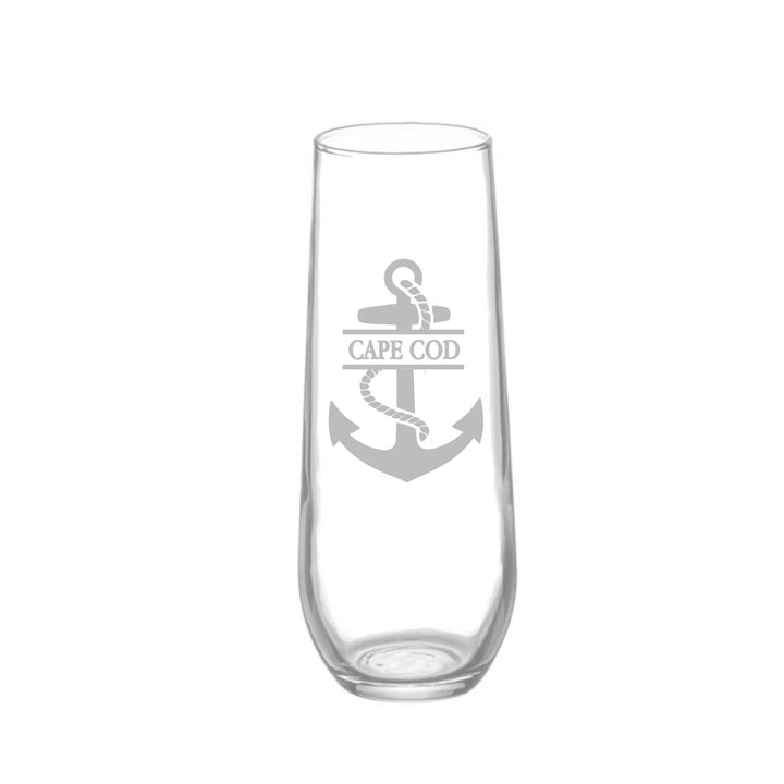 GLASSWARE - Anchor w Town Name: Stemless Wine Glass